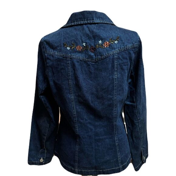 Roxy Jean Jacket with Embroidered Flowers | Vintage |Sz. S | EUC - Picture 5 of 9